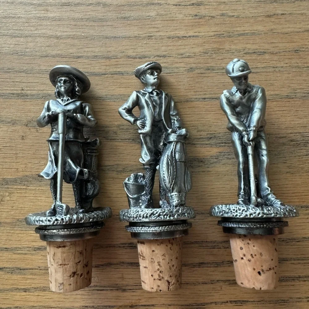 Vintage pewter golf wine toppers‎ bar accessories
